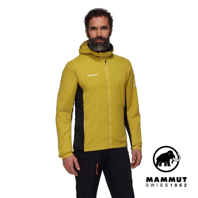 【Mammut長毛象】Rime Light IN Flex Hooded Jacket Men 機能化纖連帽外套 光暈黃/黑 男款 #1013-03150