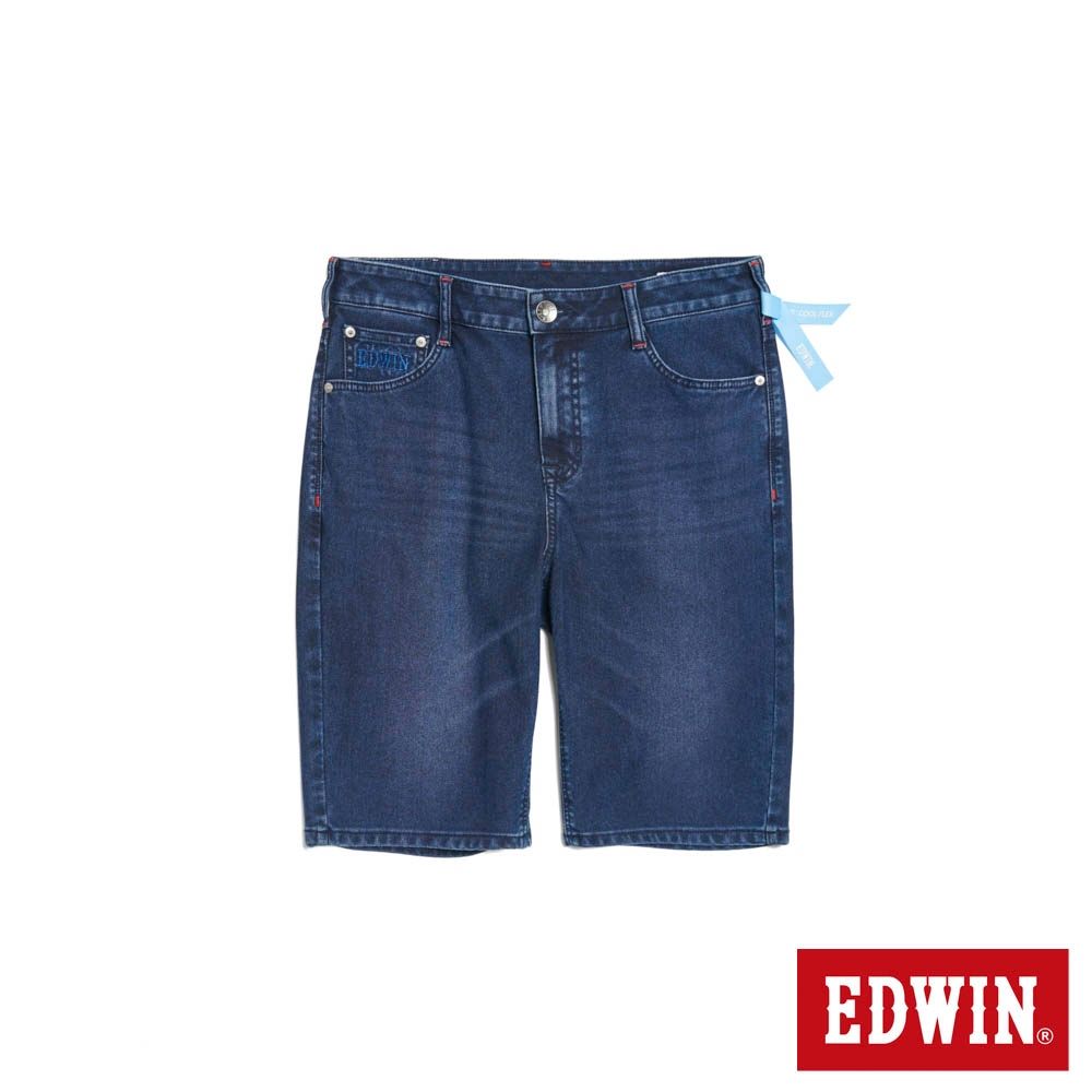 EDWIN 男裝 EDGE 基本丹寧迦績短褲-中古藍