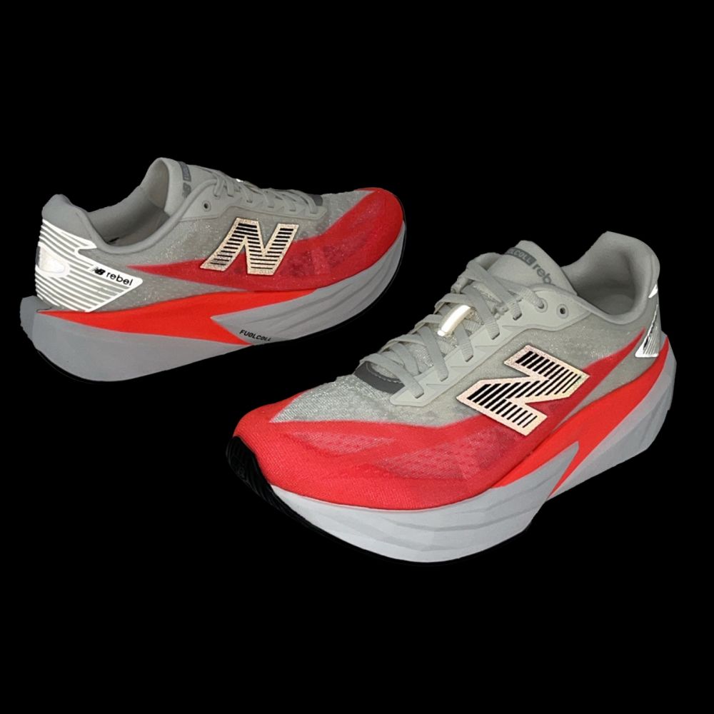 New Balance NB 競速跑鞋FuelCell Rebel V5 男鞋白橘推進支撐運動鞋
