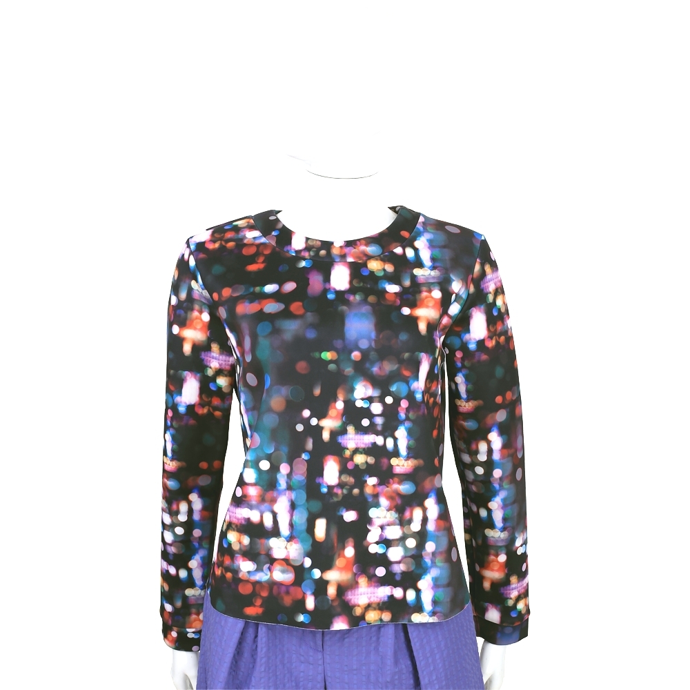 MaxMara副牌-SPORTMAX 印花長袖上衣-多款可選 (黑色霓彩印花)