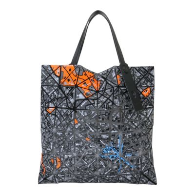 ISSEY MIYAKE  BAOBAO BAOBAO 雙色衛星圖騰6x6手提包(黑x灰)