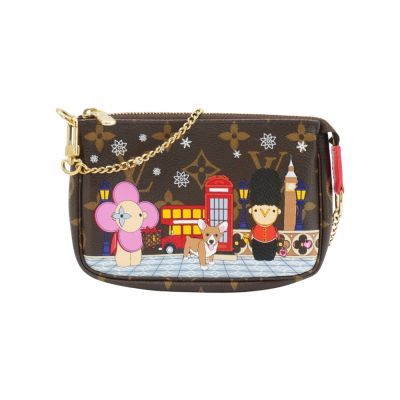 Louis Vuitton LV路易威登 展示品 Vivienne 吉祥物印花帆布金鍊小包(M80863-咖)