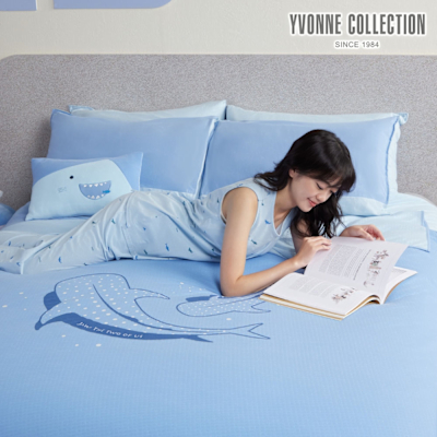 YVONNE 以旺傢飾 鯨鯊 雙人薄紗毯-海島藍