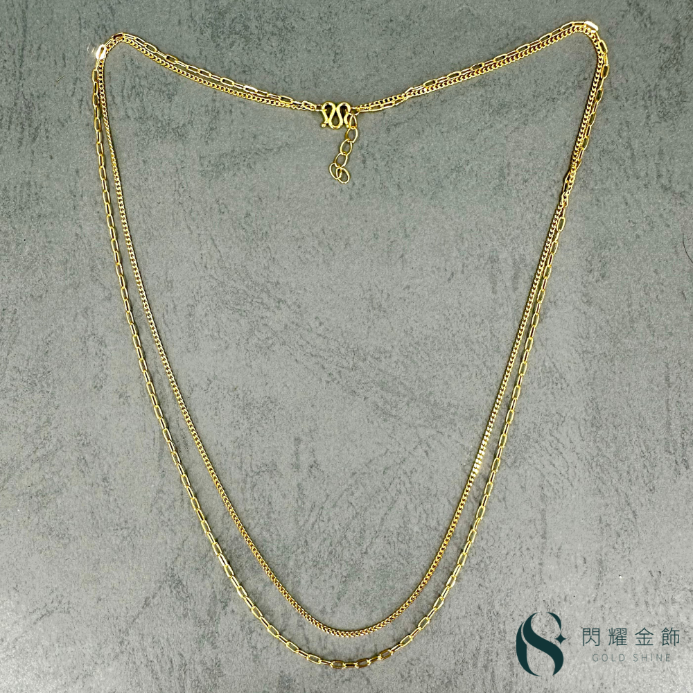 閃耀金飾】 9999黃金項鍊輕熟黃金雙排女鍊(約重1.62錢) | 其他