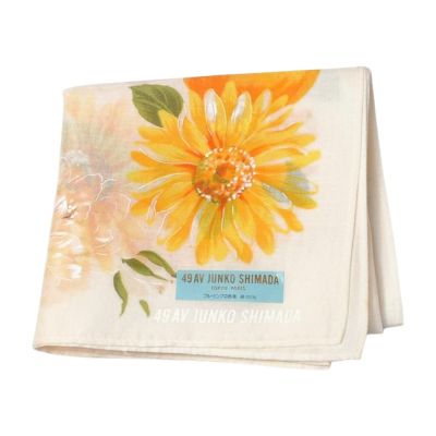 49AV JUNKO SHIMADA 日本製淺黃雛菊圖騰字母LOGO帕巾(46CM)