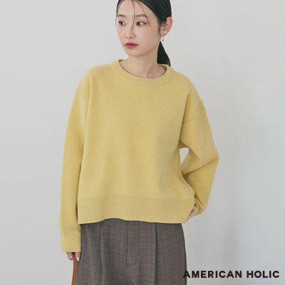 〈AMERICAN HOLIC〉不同長度柔軟馬海毛針織落肩上衣
