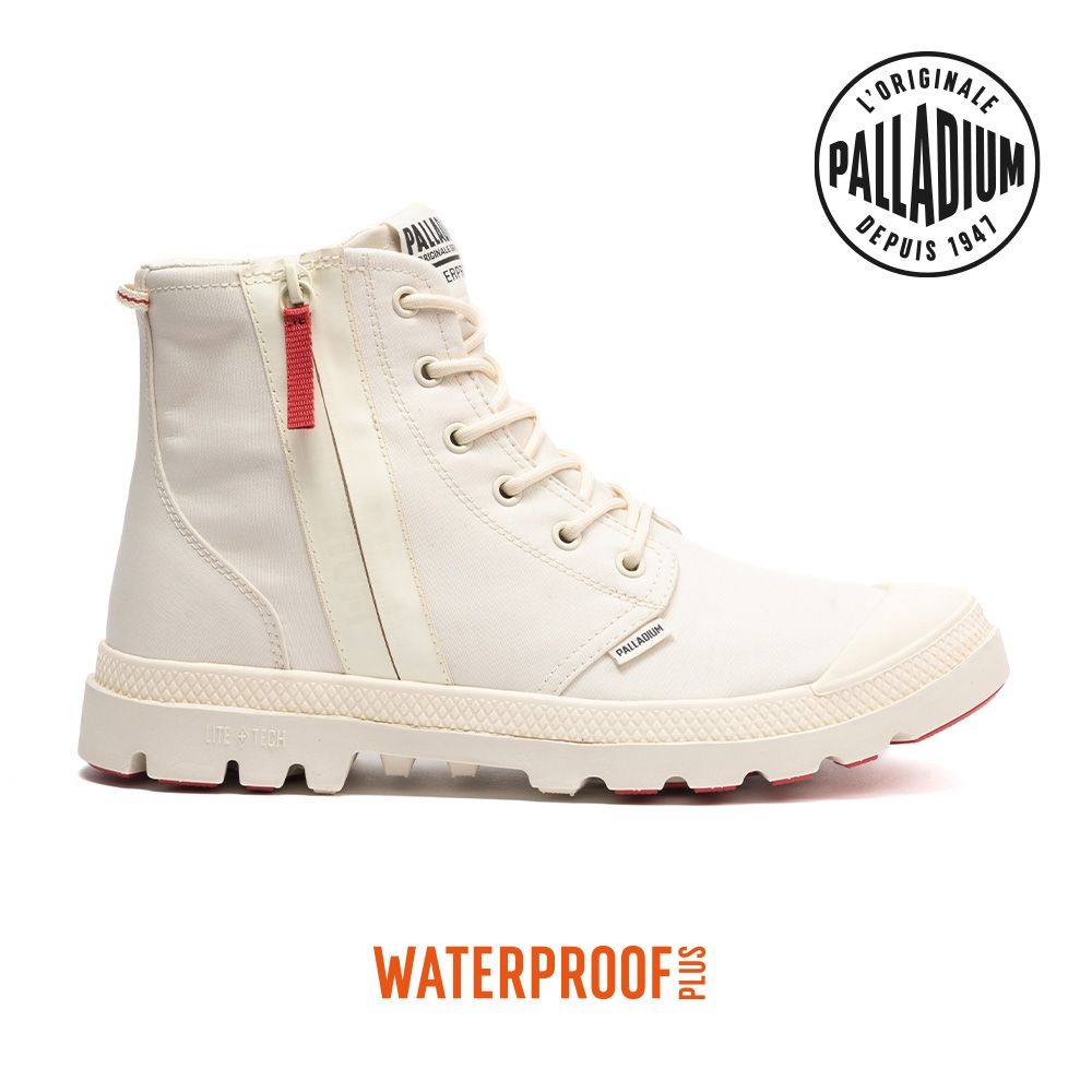 PALLADIUM PAMPA HI SEEKR2 LT+WP+輕量再生大底橘標防水鞋/休閒鞋-男鞋/女鞋-奶油白 (白色系)