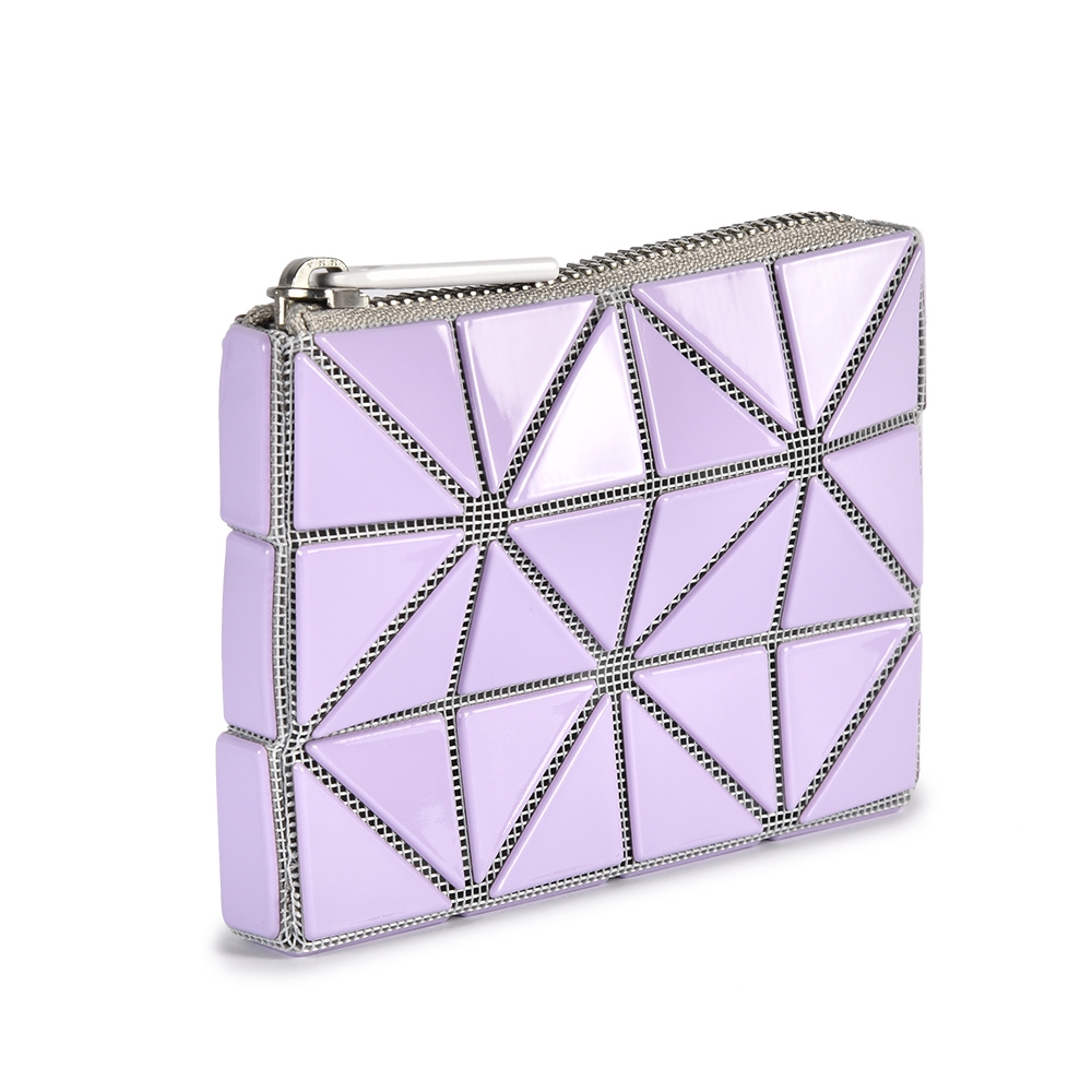 ISSEY MIYAKE 三宅一生BAOBAO 亮面方格3x4透光零錢包-薰衣草紫色