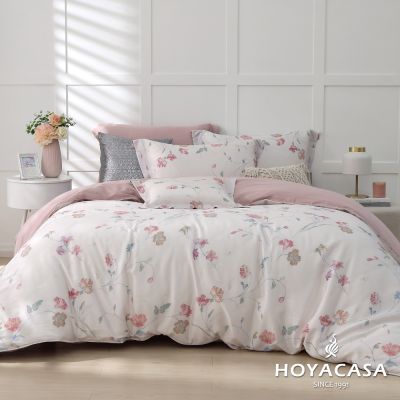 HOYACASA 花伶春畇 雙人60支銀纖維天絲兩用被套床包四件組