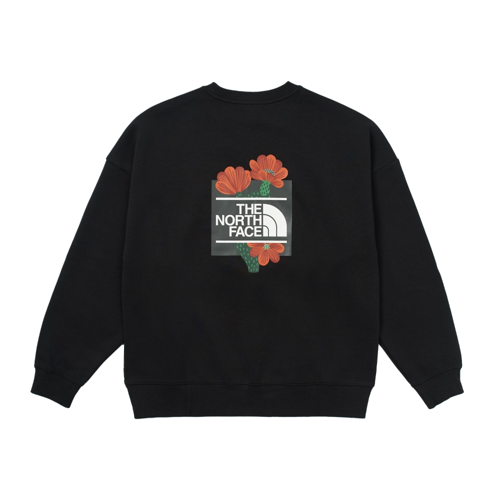 The North Face 官方旗艦】北面女款黑色舒適透氣大尺寸品牌印花長袖