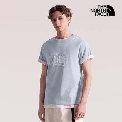 【The North Face 官方旗艦】北面男女款灰色純棉手繪印花短袖T恤｜8GVEFM2