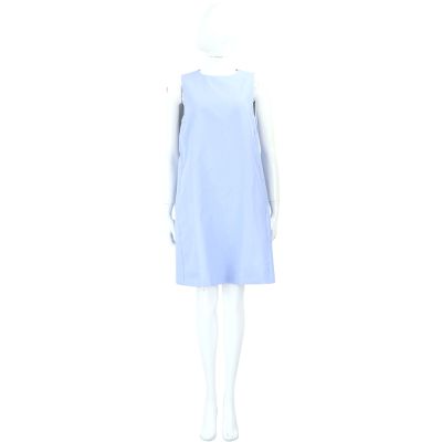Max Mara-WEEKEND RACER 親膚棉麻 淺藍色無袖A字連身裙 洋裝
