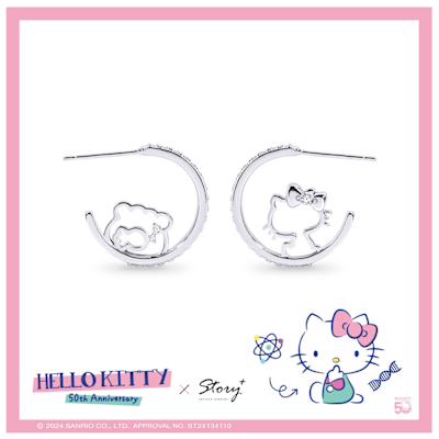 STORY 故事銀飾 -可愛DNA系列-Hello Kitty晶鑽造型耳環