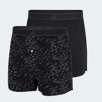adidas M ACTIVE WOVEN BOXER 2 PAIRS 男士透氣織布內褲兩件組-黑／印花