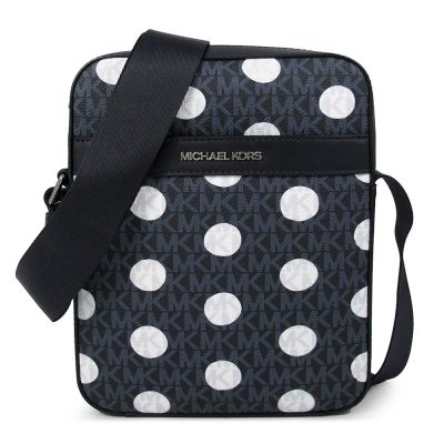 MICHAEL KORS Cooper 銀字Logo防刮波點直立式飛行包(深藍色)