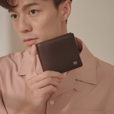 【金安德森】George 左右翻雙窗式短夾-可可棕