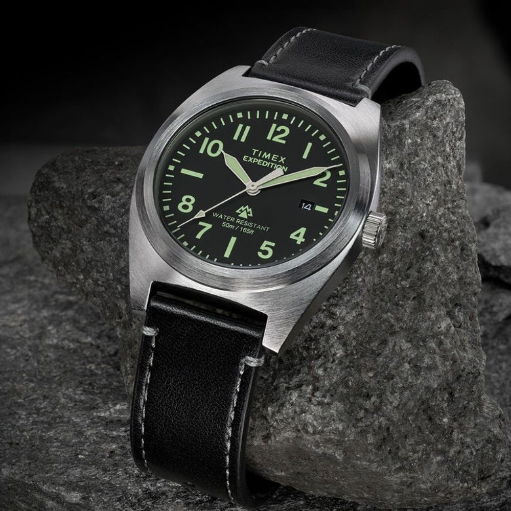 TIMEX 天美時 遠征系列  39毫米 日常休閒風格 天然皮革錶帶腕錶(黑 TXTW2Y30700)
