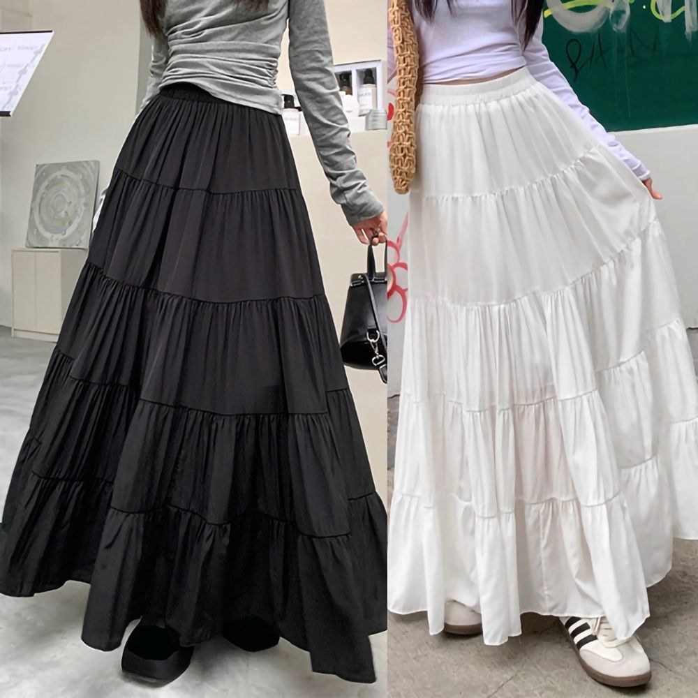 [韓國K.W.]現貨韓國空運法式舒適新款度假超長裙(小香風/韓國製/大擺裙) (白色)