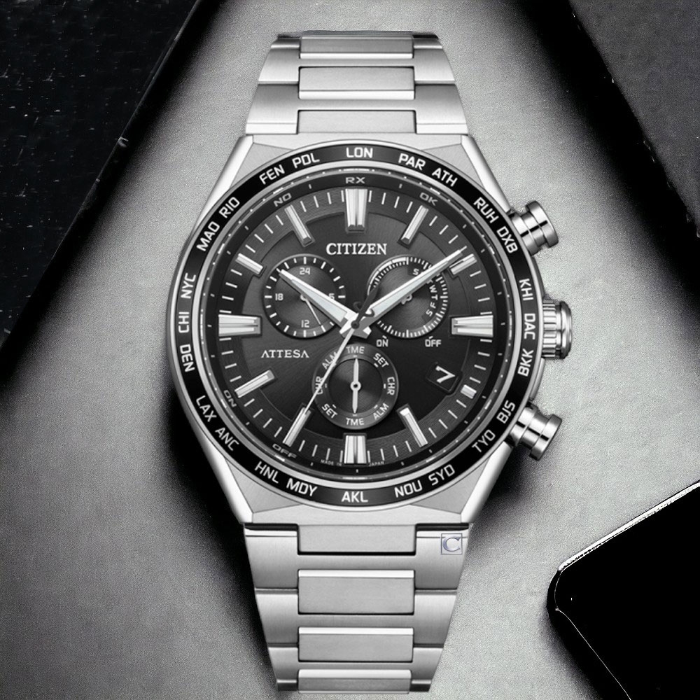 CITIZEN 星辰 ATTESA 超級鈦 光動能 電波 計時手錶 男錶 聖誕節 禮物 CB5966-69E