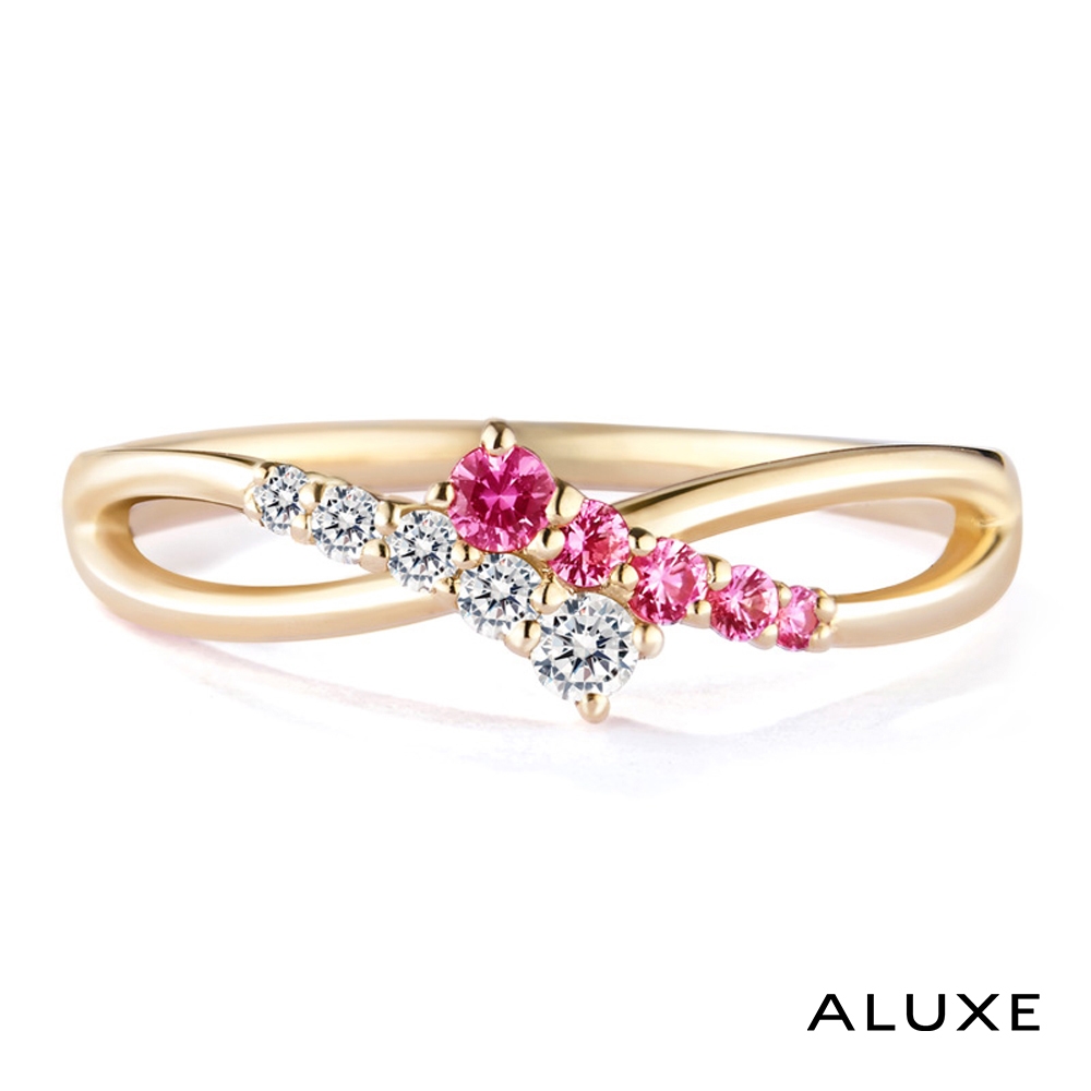 ALUXE 亞立詩 紅寶石 10K金 寶石鑽石戒指 紅白浪漫 RW0202