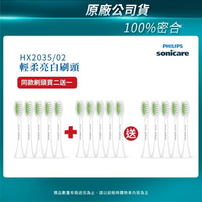 【PHILIPS 飛利浦】2100系列專用輕柔亮白刷頭五入組HX2035/02 買2盒+送一盒(共3盒)