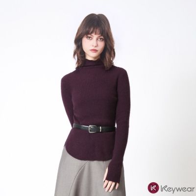 KeyWear奇威名品 前簍空設計長袖針織毛衣/高領長袖針織上衣(3色)