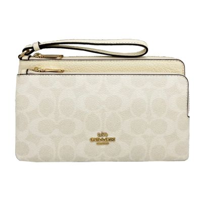 COACH 新款C LOGO雙層大手拿包/零錢包(大款-白)