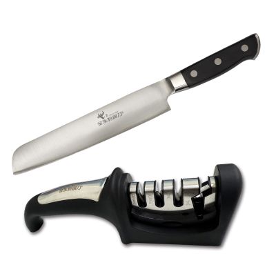 金永利鋼刀 E1蔬果小刀＋四合一磨刀器(實用雙件組)