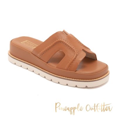 Pineapple Outfitter-慵懶週末H真皮厚底拖鞋RENLEY-棕色
