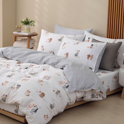 鴻宇 100%精梳棉 雙人四件式兩用被套床包組 多款任選