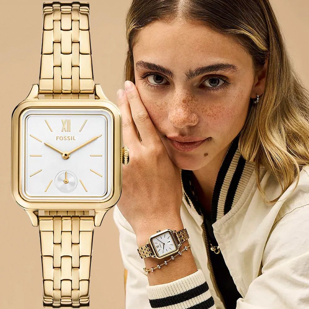 FOSSIL Colleen 復古方形女錶 七夕浪漫購 送禮首選-28mm BQW3832