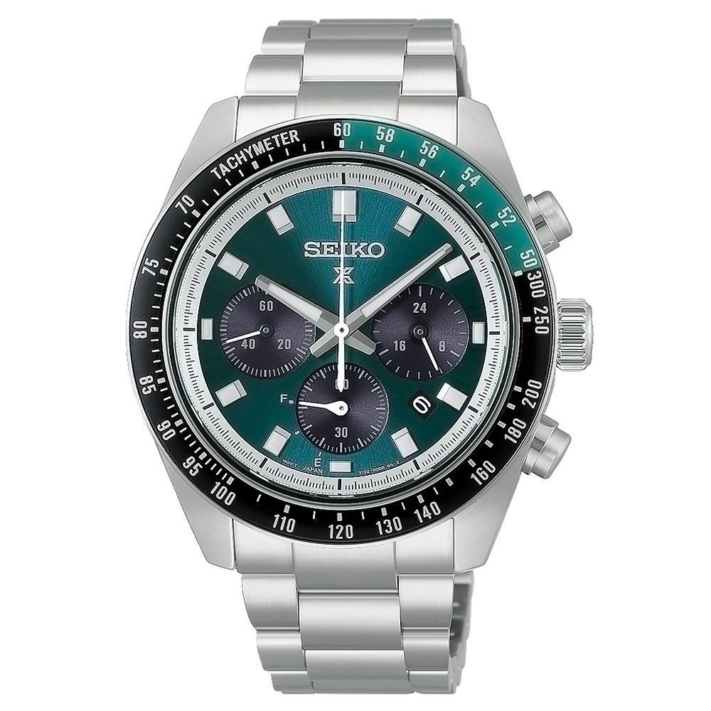 SEIKO 精工 PROSPEX系列 時尚太陽能計時熊貓綠面男錶(HBJ003P1)-41mm SK008