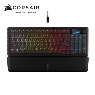 海盜船Corsair VANGUARD 先鋒者 LCD RGB機械鍵盤【MLX線性紅軸 | 黑．中文】