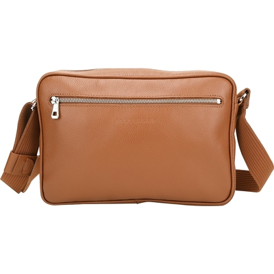 LONGCHAMP Le Foulonne M 荔紋牛皮郵差包(棕色/30CM)