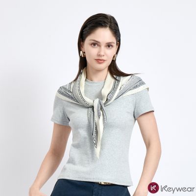 KeyWear奇威名品     修身顯瘦親膚素色短袖上衣T恤(共5色)-灰色