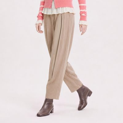 ILEY伊蕾 活褶挺闊錐形顯瘦長褲(卡其；M-XL)