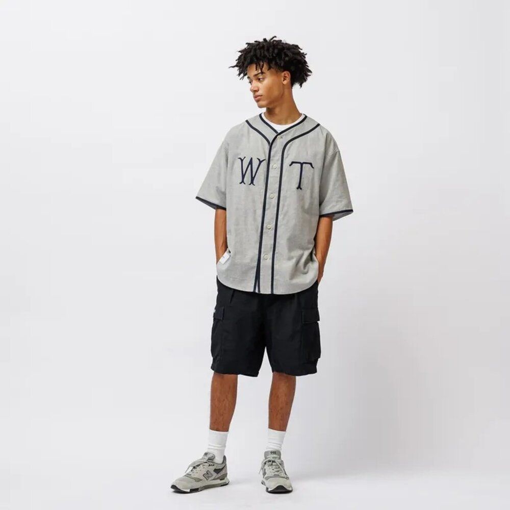 Wtaps SS25 League / Ss / Cotton. Twill Gray 灰色短袖棒球襯衫