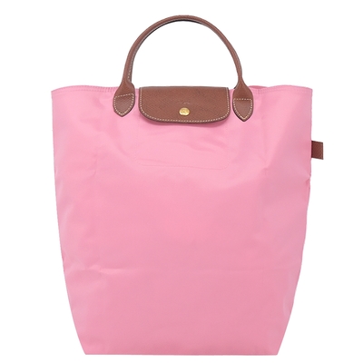 LONGCHAMP LE PLIAGE系列短把再生尼龍手提包(中/棉花糖粉)