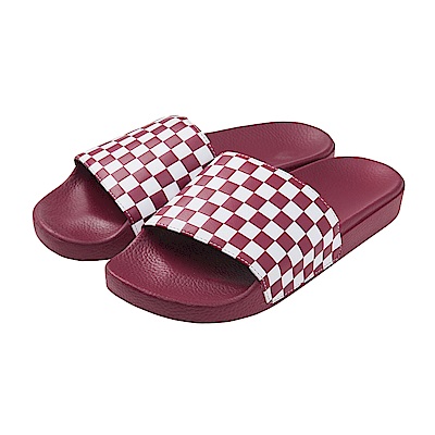(男)VANS Slide-On 棋盤格休閒拖鞋*紅色VN0A45JEVGF