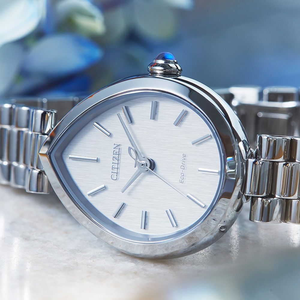 CITIZEN 星辰錶L Rainell 系列光動能水滴型腕錶-銀色EM1200-55A | L