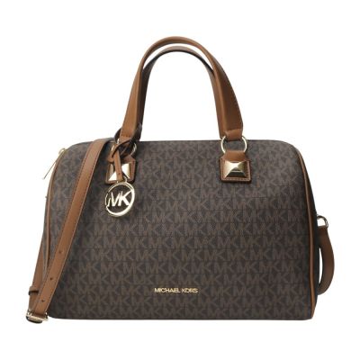 MICHAEL KORS 吊飾老花兩用保齡球包(駝咖色)小款