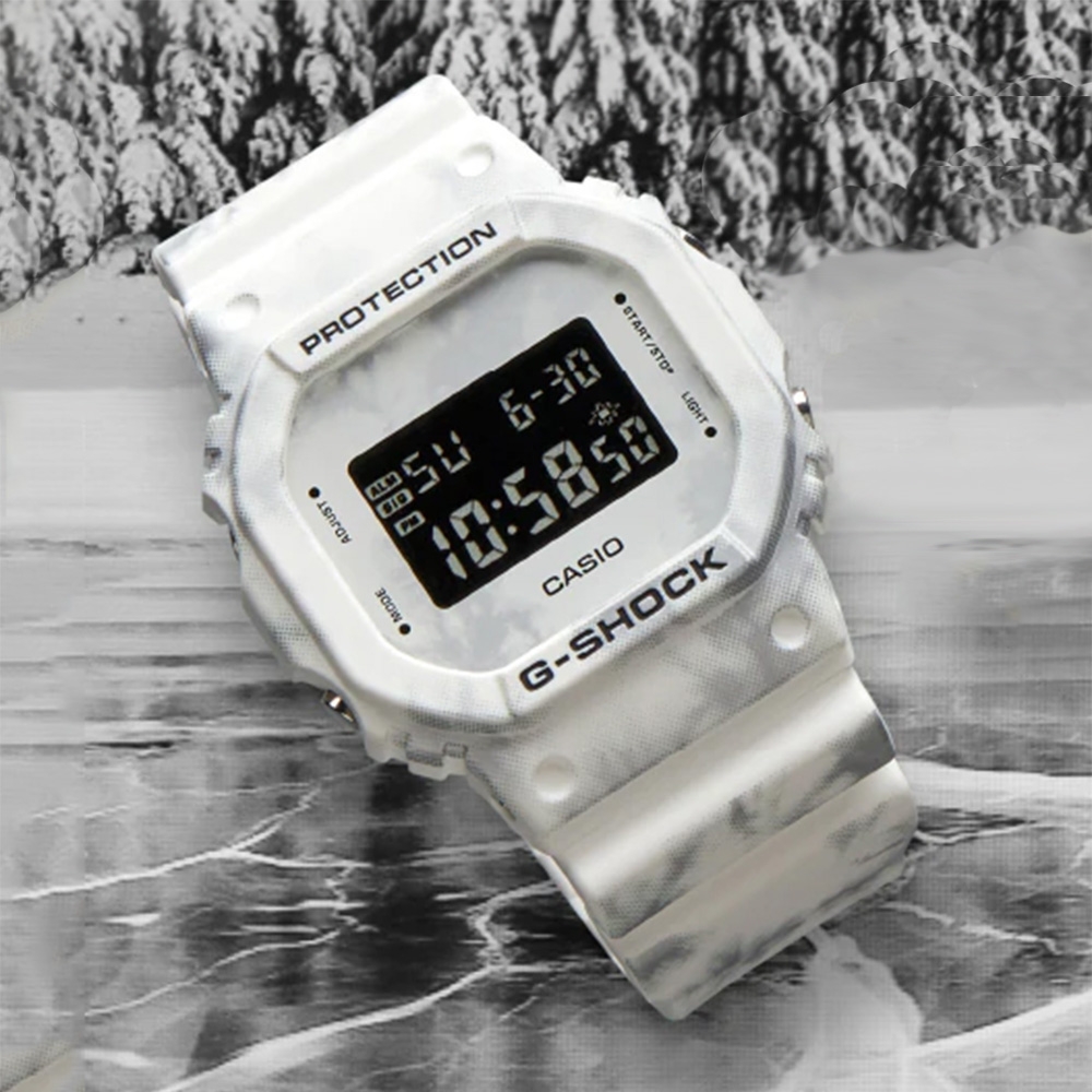 CASIO 卡西歐 G-SHOCK 冬季森林 雪地迷彩手錶 七夕寵愛季 送禮推薦 DW-5600GC-7