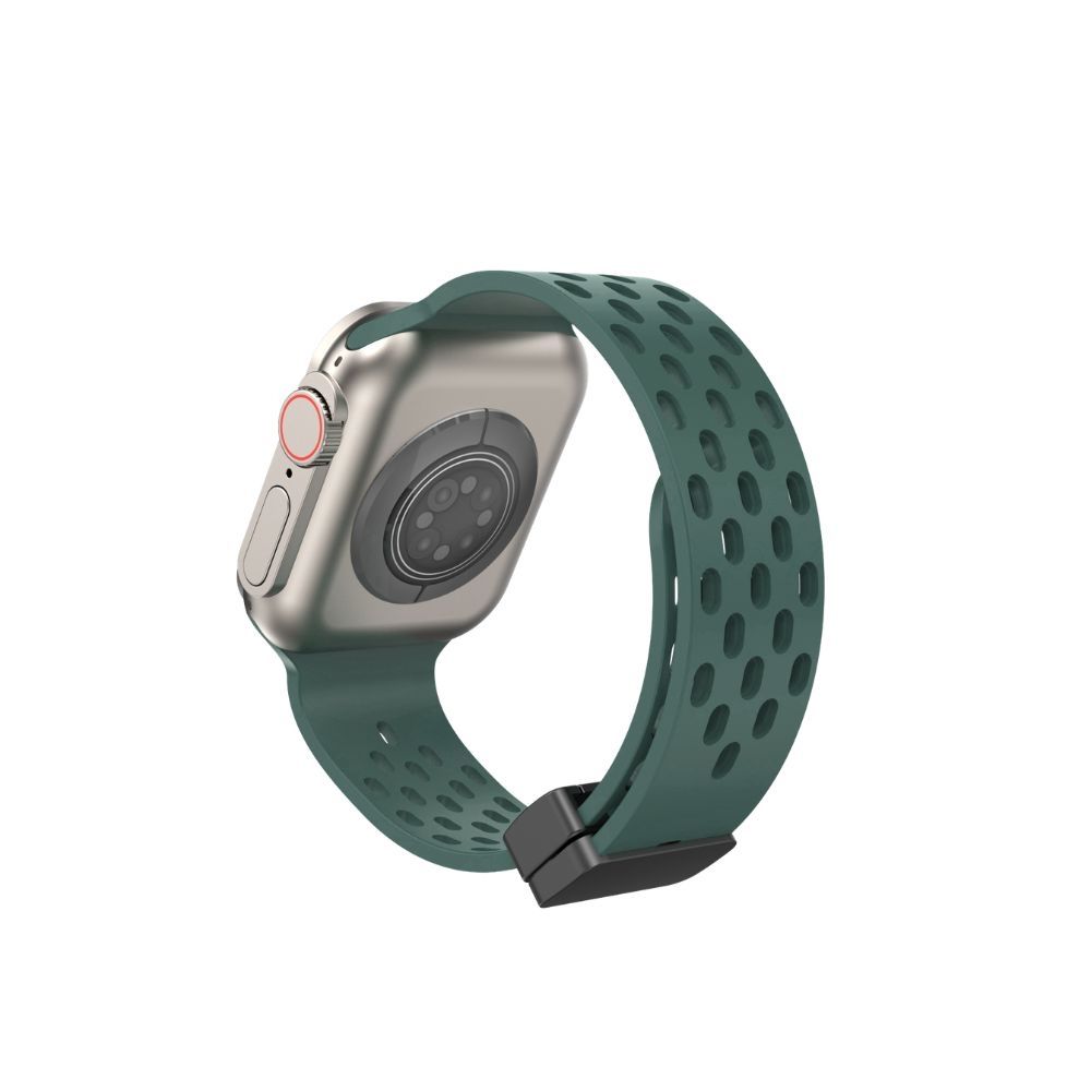 【Phonemo】Apple Watch 磁吸蜂巢錶帶 透氣親膚液態矽膠 潮流多色可選 38-49mm 通用 (松針綠)