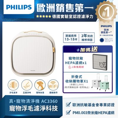 PHILIPS飛利浦 毛小奈Lite 寵物空氣清淨機 AC3360/80