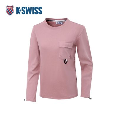 K-SWISS 長袖T恤 F23 POCKET TEE 2 女長袖 女上衣 粉紅色 199125-638