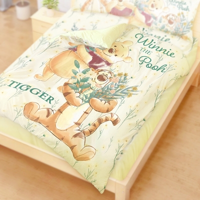 享夢城堡 雙人四季涼被5x6-迪士尼小熊維尼Pooh 花日秘境-米黃