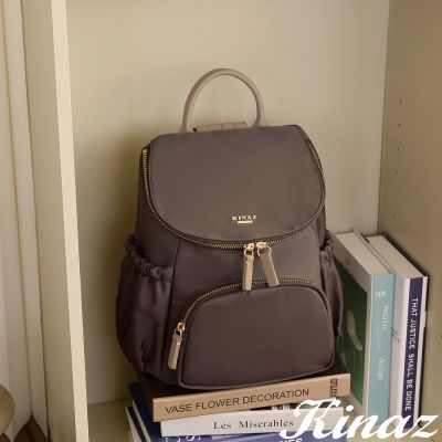 KINAZ casual 多口袋防潑水手提後背包-香焙榛果-黑松露系列