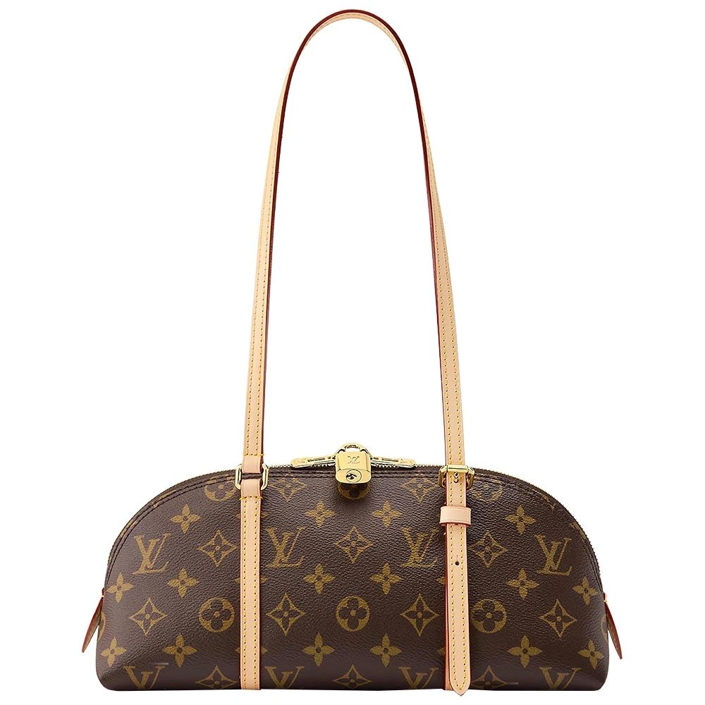 Louis Vuitton LV路易威登 M28953 Squire 老花帆布 雙拉鍊鎖頭 肩背法棍包(咖啡色)