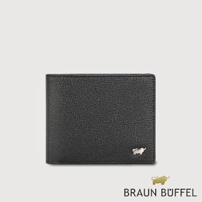 【BRAUN BUFFEL 德國小金牛】台灣總代理 山 4卡零錢袋皮夾-黑色/BF398-315-BK