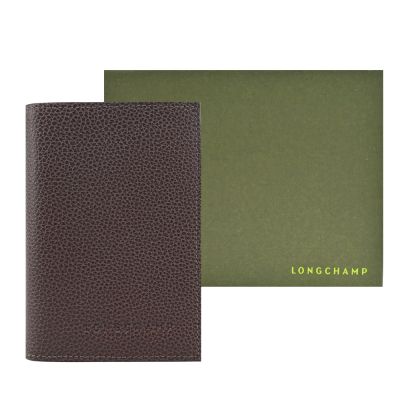 LONGCHAMP LE FOULONNÉ系列牛皮護照夾(駝灰)
